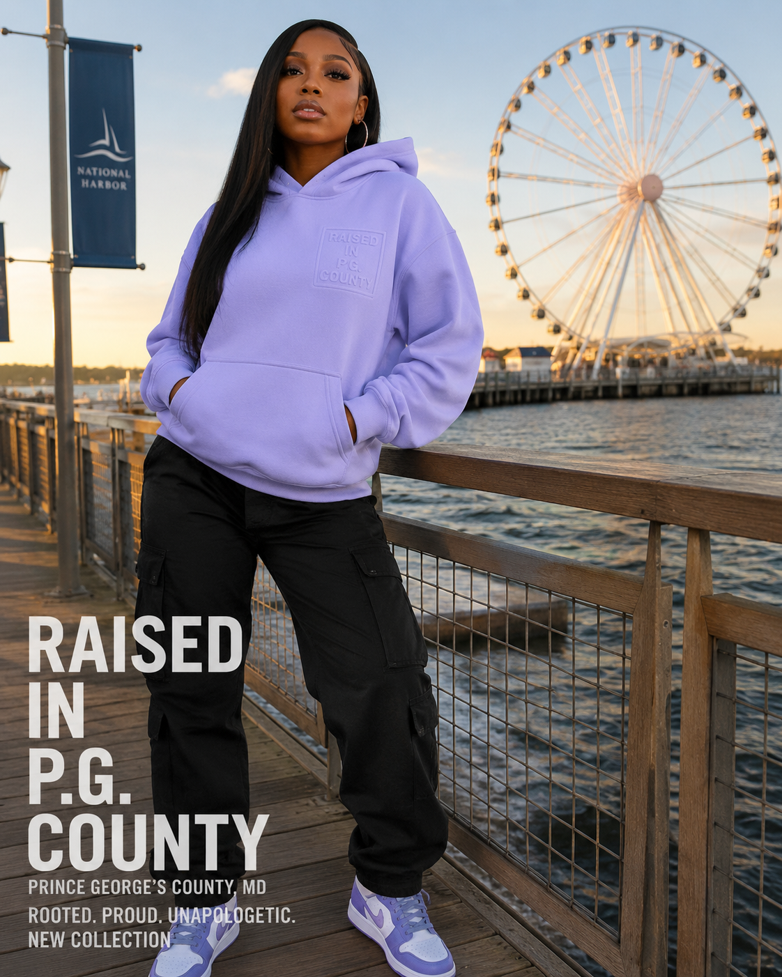 Raised in P.G. County — lavender hoodie campaign