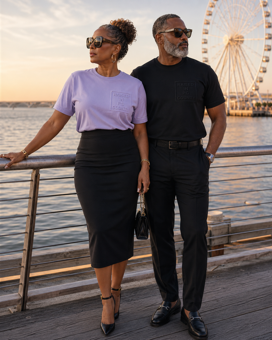 Sunset couple at the pier